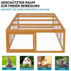 Wiltec XXL Freilaufgehege Holz 1800 x 900 x 480 mm, Kasten Stall mit klappbarer Abdeckung, Kleintierstall Kaninchen Hasen, Freigehege