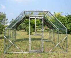 Wiltec XXL Freilaufgehege 4 x 3 x 2 m mit Sonnendach und verzinkten Gitterstäben, Außengehege als Voliere Hühnerstall oder Hasenstall, Kleintiergehege mit Riegel
