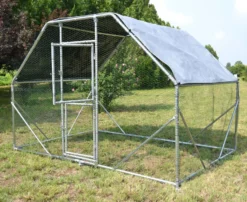 Wiltec XXL Freilaufgehege 2 x 3 x 2 m mit Sonnendach und verzinkten Gitterstäben, Außengehege als Voliere Hühnerstall oder Hasenstall, Kleintiergehege mit Riegel
