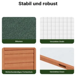 Wiltec XXL Hasenstall 1560 x 520 x 680 mm mit Freilaufgehege und erhöhtem Unterschlupf aus Fichtenholz, Kaninchenkäfig mit 2 Etagen, Kleintierstall
