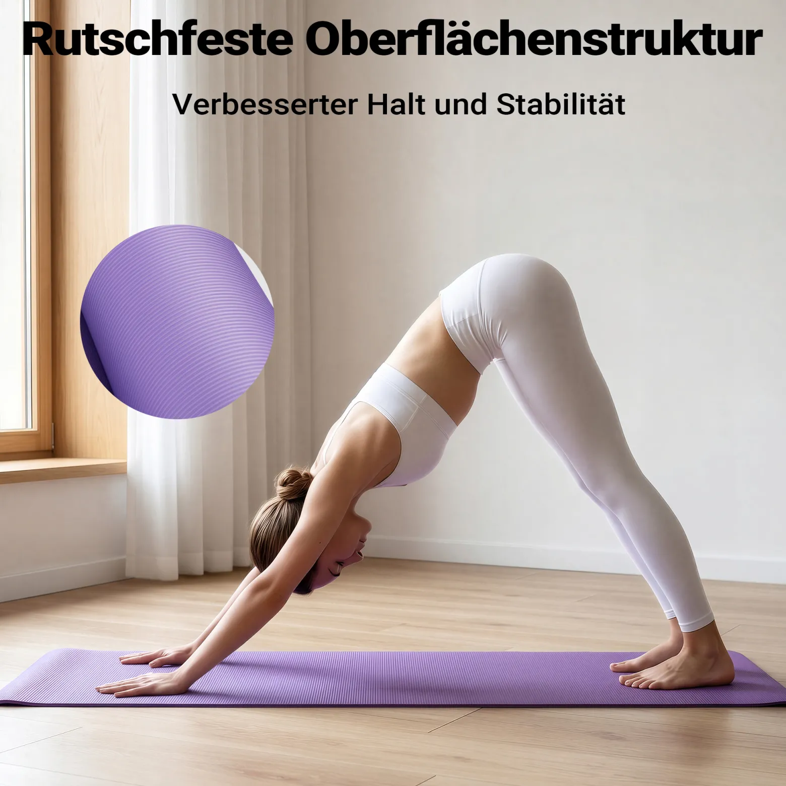 Wiltec Yogamatte violett 180x60x1,5cm Turnmatte Gymnastikmatte Bodenmatte rutschfest extradick Sport