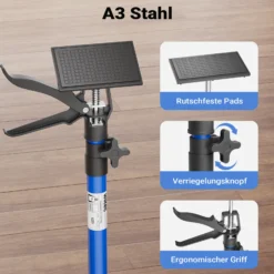 Wiltec Zargenspanner 3er Set, stufenlos 51-113,05 cm mit max. 30 kg Tragkraft, Türzargenspanner mit neigbaren Druckplatten, Montagestütze für Türrahmen, Türzargen