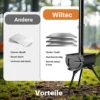 Wiltec Zeltofen Stahl (Q235), robuster Campingofen 85 x 57,5 x 238 cm, Holzofen mit Rauchabzug Ø 6 cm x 40 cm, Zeltheizung sichere Abgasableitung