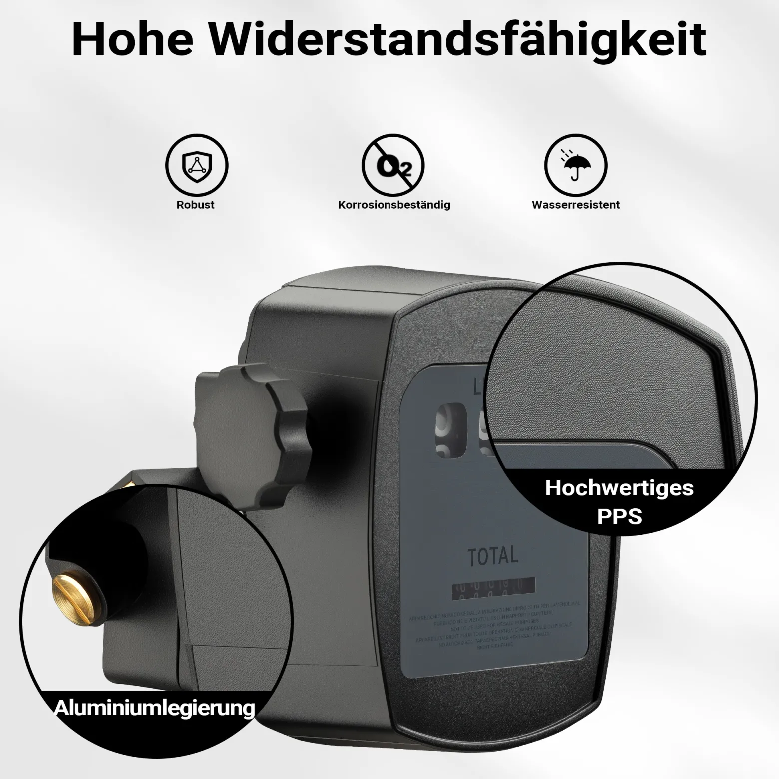 Wiltec Zähler für Diesel Heizöl 3 bar 10-60l/min mit 32mm (1") Anschlüssen und 1% Abweichung, für Heizölpumpen und Dieselpumpen