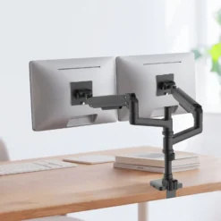 Wiltec Zweifach Monitorhalterung mit VESA-Platte für flache & gebogene Monitore, Bildschirmhalterung bis 20 kg, Monitorhalter mit Tischklemme