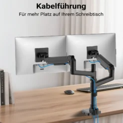 Wiltec Zweifach Monitorhalterung mit VESA-Platte für flache & gebogene Monitore, Bildschirmhalterung bis 20 kg, Monitorhalter mit Tischklemme