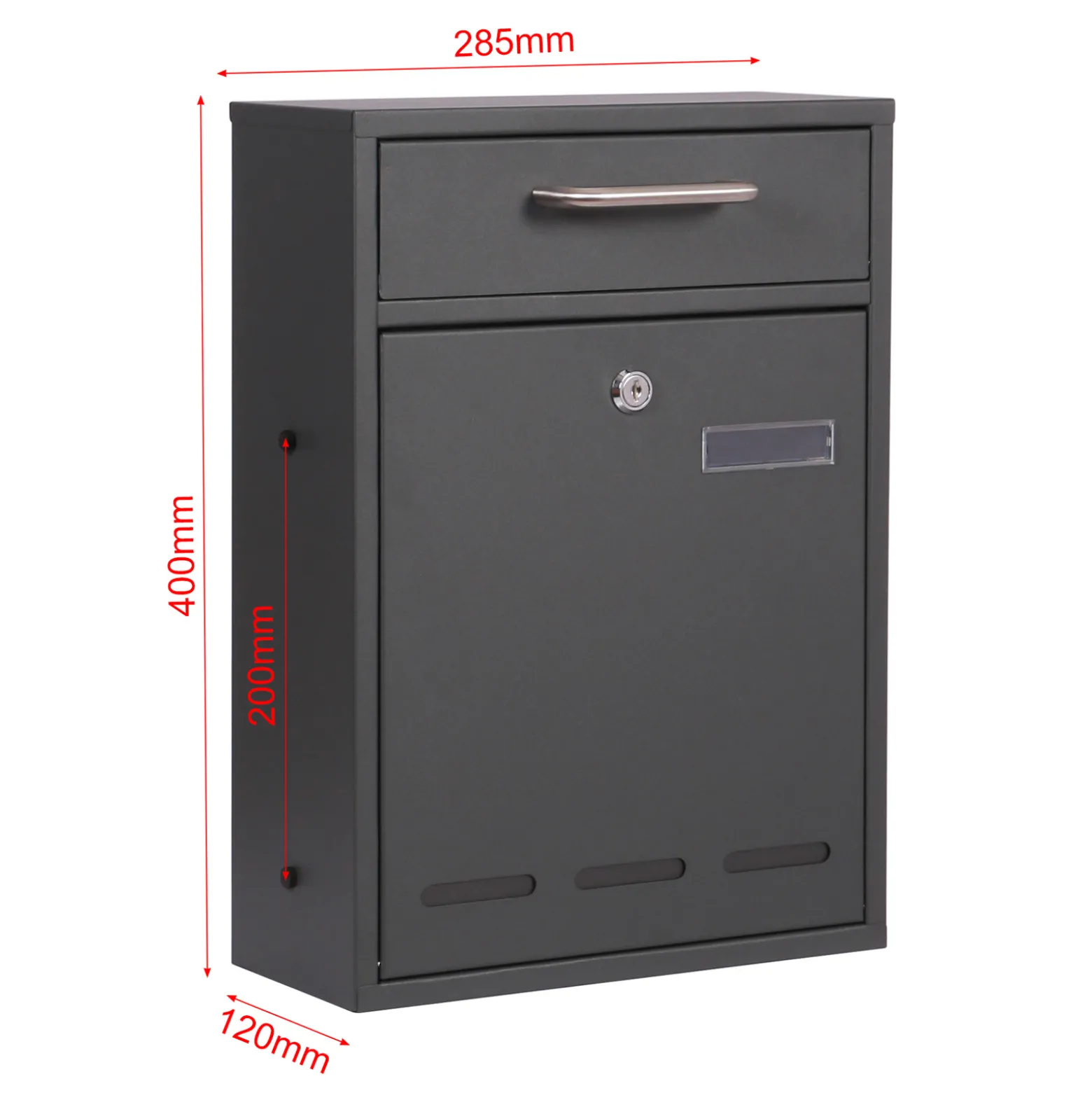 2x2 Briefkasten V53 Anthrazit Postkasten mit Briefkastenständer und Sichtschlitzen, Postbox