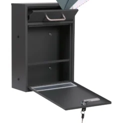 2x2 Briefkasten V53 Anthrazit Postkasten mit Briefkastenständer und Sichtschlitzen, Postbox