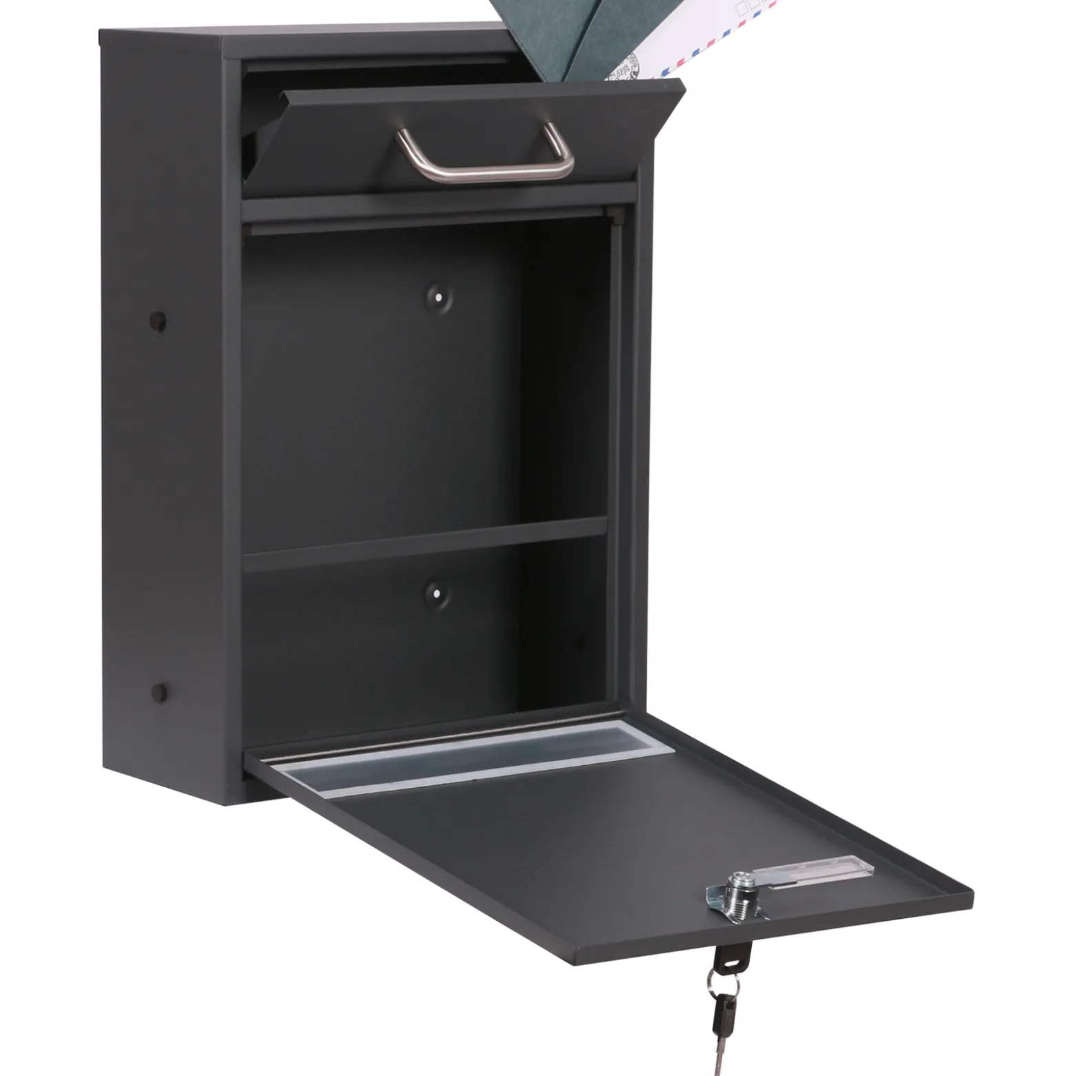 2x2 Briefkasten V53 Anthrazit Postkasten mit Briefkastenständer und Sichtschlitzen, Postbox