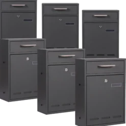 2x3 Briefkasten V53 Anthrazit Postkasten abschließbarer Wandbriefkasten mit Sichtschlitzen