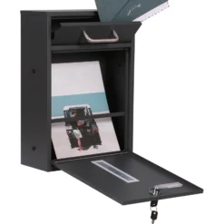 2x2 Briefkasten V51 in Anthrazit Postkasten mit Briefkastenständer und Sichtfenstern Postbox