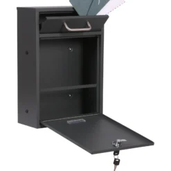 2x2 Briefkasten V52 in Anthrazit Postkasten mit Briefkastenständer und Namensschild, Postbox