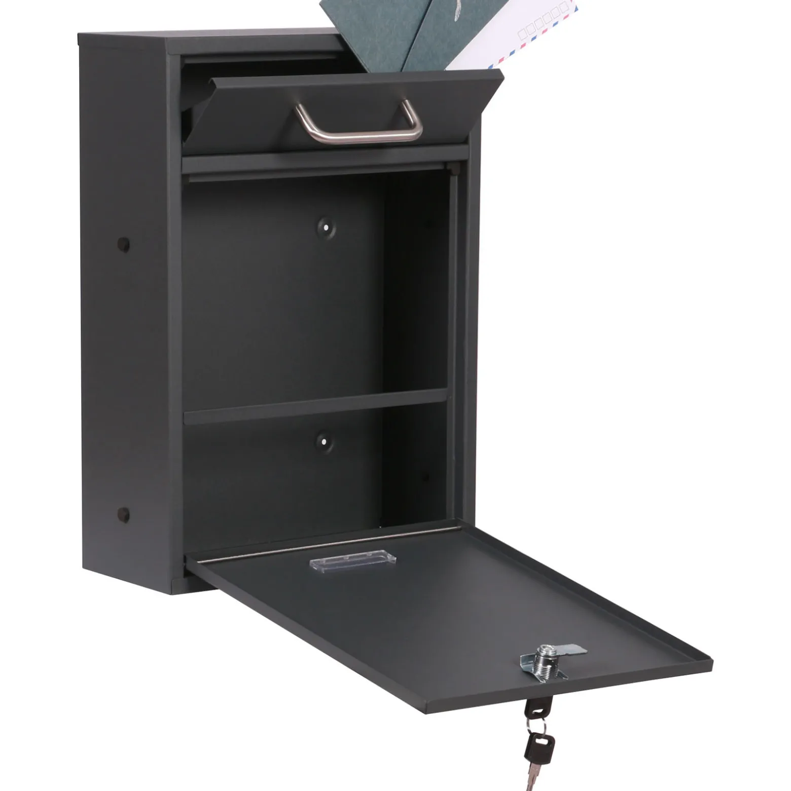 2x2 Briefkasten V52 in Anthrazit Postkasten mit Briefkastenständer und Namensschild, Postbox