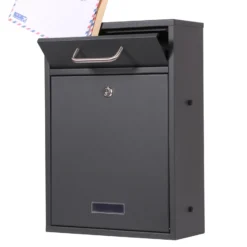 2x2 Briefkasten V52 in Anthrazit Postkasten abschließbarer Wandbriefkasten mit Namensschild