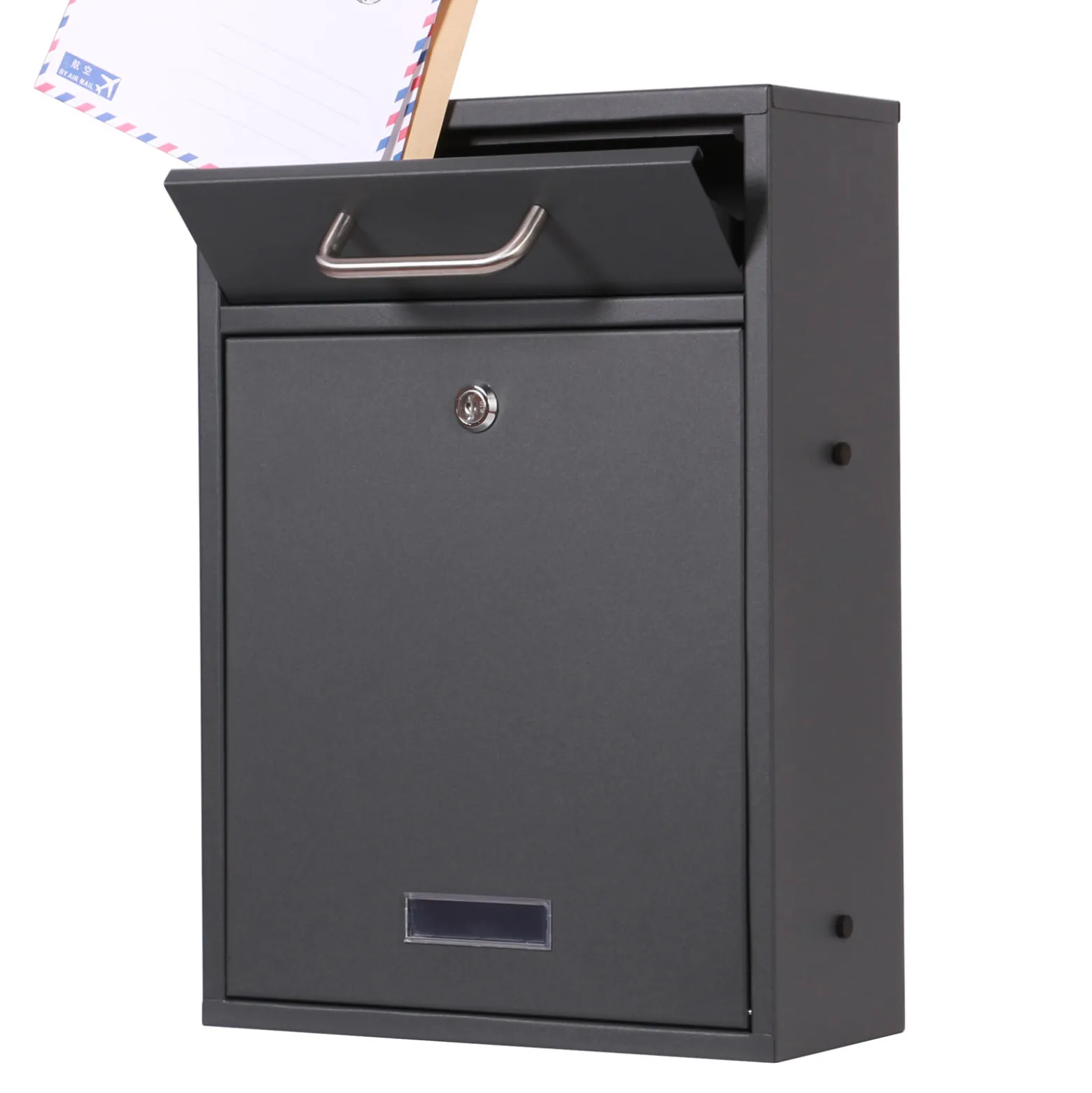 2x2 Briefkasten V52 in Anthrazit Postkasten abschließbarer Wandbriefkasten mit Namensschild