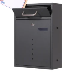 2x2 Briefkasten V51 in Anthrazit Postkasten abschließbarer Wandbriefkasten mit Sichtfenstern