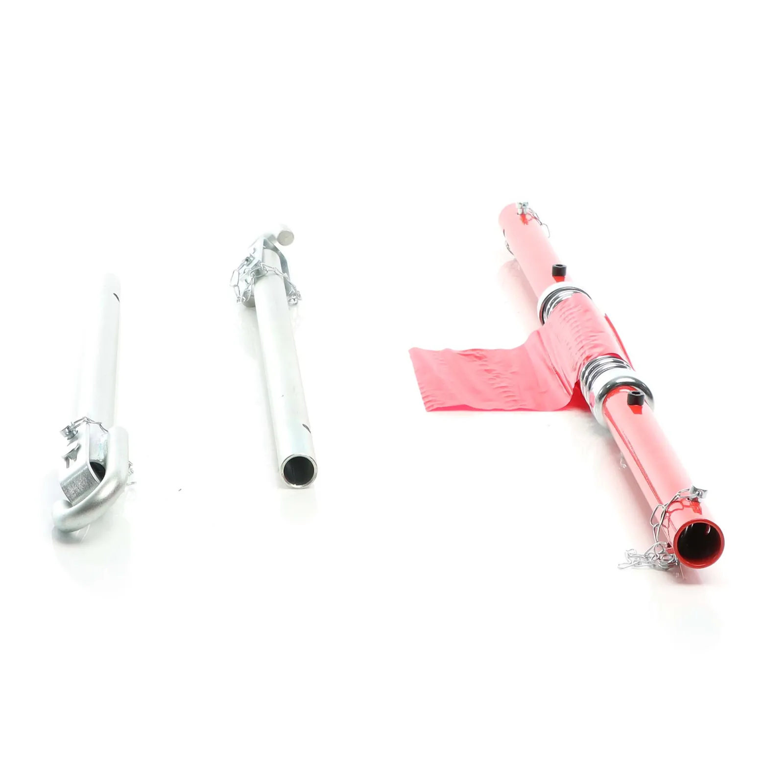 XPOtool Abschleppstange 3 teilig 1,8 m bis 2 t, Abschlepphilfe Schleppstange aus Stahl mit Warnfarbe, Fähnchen, Dämpfer und Tasche