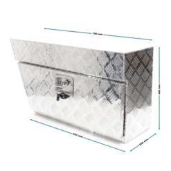 XPOtool Alu Unterbaubox links 75x25x40 cm / 6 kg bis 60 L / 40 kg vollgeschweißt robust für Pkw, Anhänger, Lkw Nutzfahrzeuge, robuste Staubox und Werkzeugkiste - Unterflurbox Deichselbox Staukasten