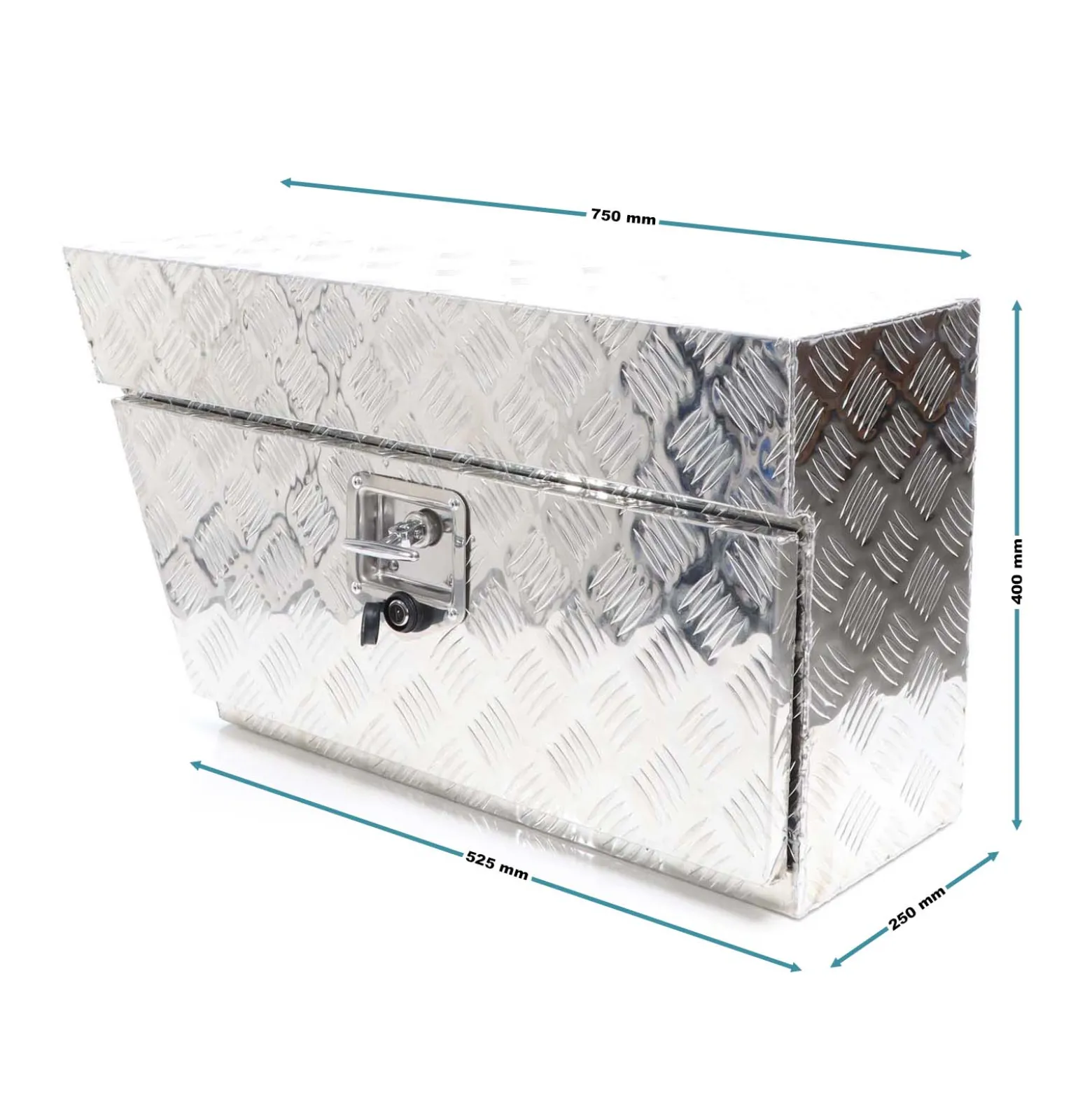 XPOtool Alu Unterbaubox links 75x25x40 cm / 6 kg bis 60 L / 40 kg vollgeschweißt robust für Pkw, Anhänger, Lkw Nutzfahrzeuge, robuste Staubox und Werkzeugkiste - Unterflurbox Deichselbox Staukasten