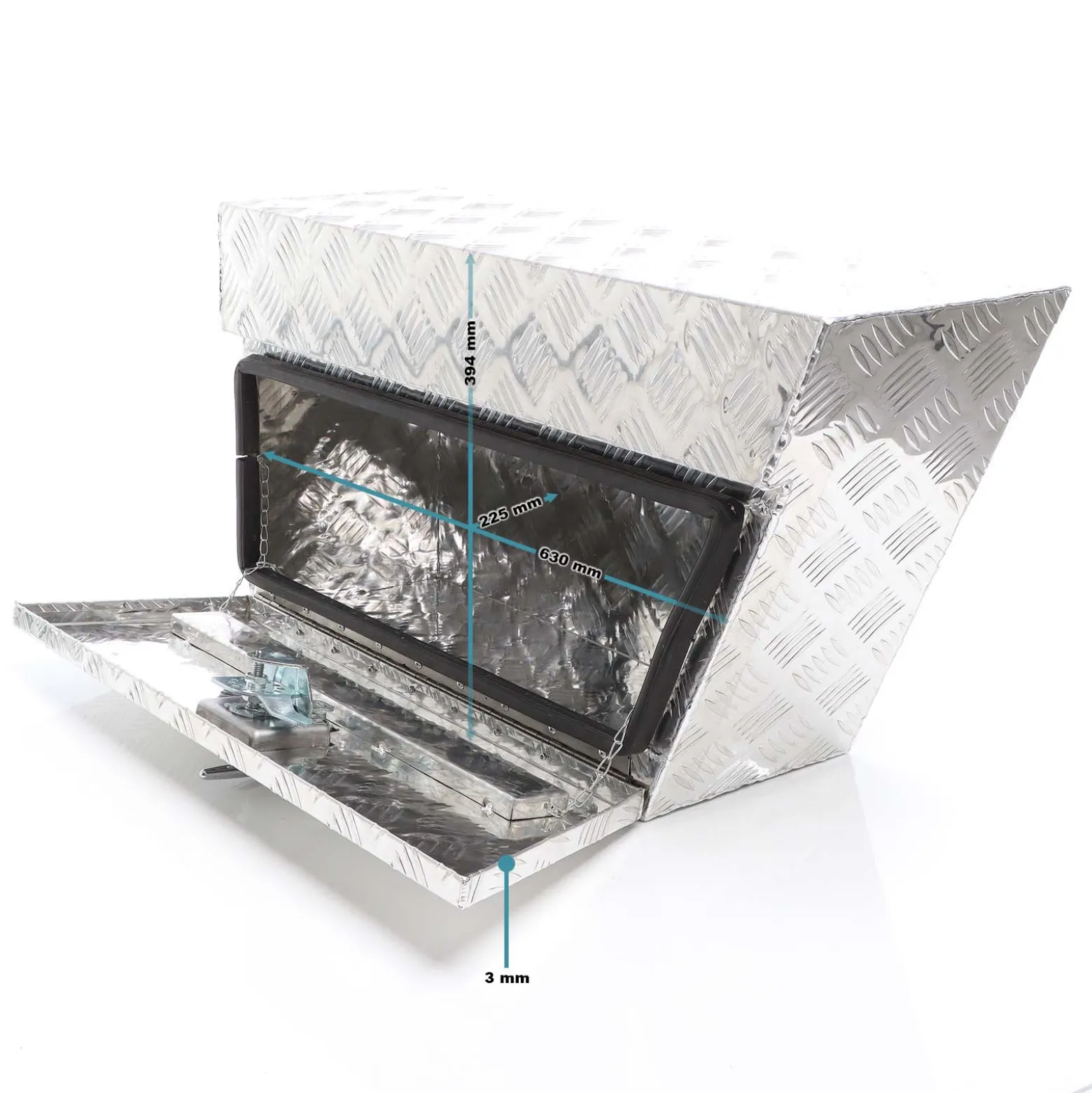 XPOtool Alu Unterbaubox rechts 75x25x40cm / 6 kg bis 60 L / 40 kg vollgeschweißt robust für Pkw, Anhänger, Lkw Nutzfahrzeuge, robuste Staubox und Werkzeugkiste - Unterflurbox Deichselbox Staukasten