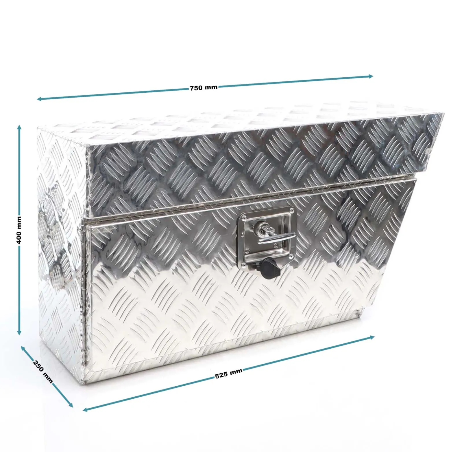 XPOtool Alu Unterbaubox rechts 75x25x40cm / 6 kg bis 60 L / 40 kg vollgeschweißt robust für Pkw, Anhänger, Lkw Nutzfahrzeuge, robuste Staubox und Werkzeugkiste - Unterflurbox Deichselbox Staukasten