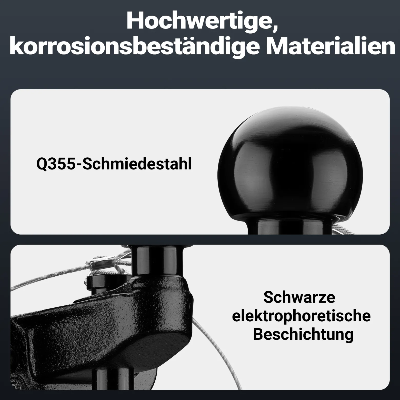 XPOtool Anhängerkupplung mit 50 mm Kugelkopf, 3,5 t Zugkraft, Anhängevorrichtung aus Stahl für Pkw Lkw Traktor, 2 Loch Anschraubplatte