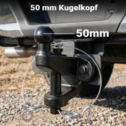 XPOtool Anhängerkupplung mit 50 mm Kugelkopf, 3,5 t Zugkraft, Anhängevorrichtung aus Stahl für Pkw Lkw Traktor, 2 Loch Anschraubplatte
