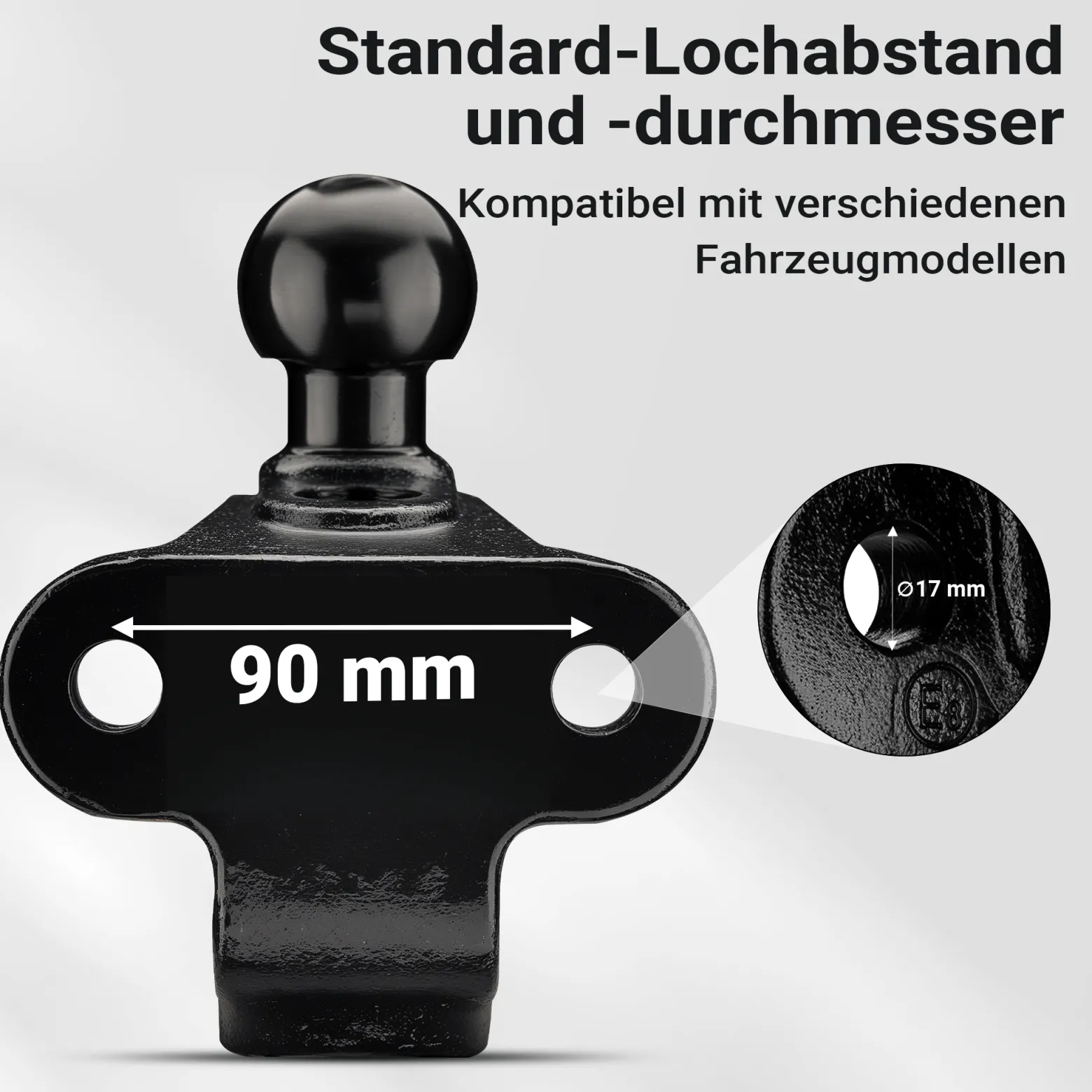 XPOtool Anhängerkupplung mit 50 mm Kugelkopf, 3,5 t Zugkraft, Anhängevorrichtung aus Stahl für Pkw Lkw Traktor, 2 Loch Anschraubplatte