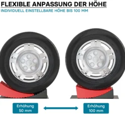 XPOtool Auffahrkeile Wohnmobil 10cm 13,6t Auffahrkeile Set mit 2 Rundkeilen, 2 Unterlegkeilen, 1 Gummimatte, 1 Wasserwaage für Wohnmobil und Wohnwagen