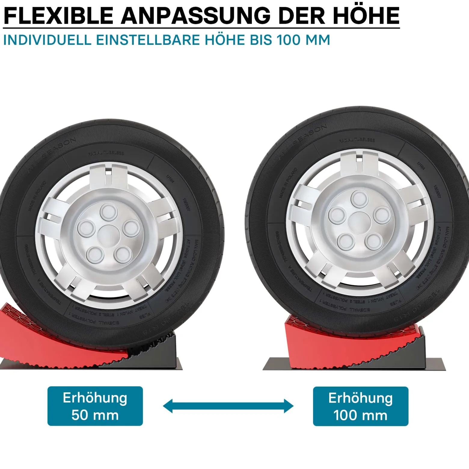 XPOtool Auffahrkeile Wohnmobil 10cm 13,6t Auffahrkeile Set mit 2 Rundkeilen, 2 Unterlegkeilen, 1 Gummimatte, 1 Wasserwaage für Wohnmobil und Wohnwagen