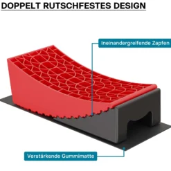 XPOtool Auffahrkeile Wohnmobil 10cm 13,6t Auffahrkeile Set mit 2 Rundkeilen, 2 Unterlegkeilen, 1 Gummimatte, 1 Wasserwaage für Wohnmobil und Wohnwagen