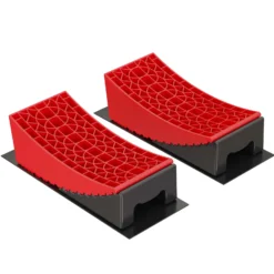 XPOtool Auffahrkeile Wohnmobil 10cm 13,6t Auffahrkeile Set mit 2 Rundkeilen, 2 Unterlegkeilen, 1 Gummimatte, 1 Wasserwaage für Wohnmobil und Wohnwagen