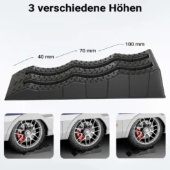 XPOtool Auffahrkeile Wohnmobil 2 Stück 40/70/100 mm 3,5 t Auffahrkeile Set für Wohnwagen mit Tragetasche und Wasserwaage