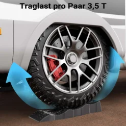 XPOtool Auffahrkeile Wohnmobil 2 Stück 40/70/100 mm 3,5 t Auffahrkeile Set für Wohnwagen mit Tragetasche und Wasserwaage