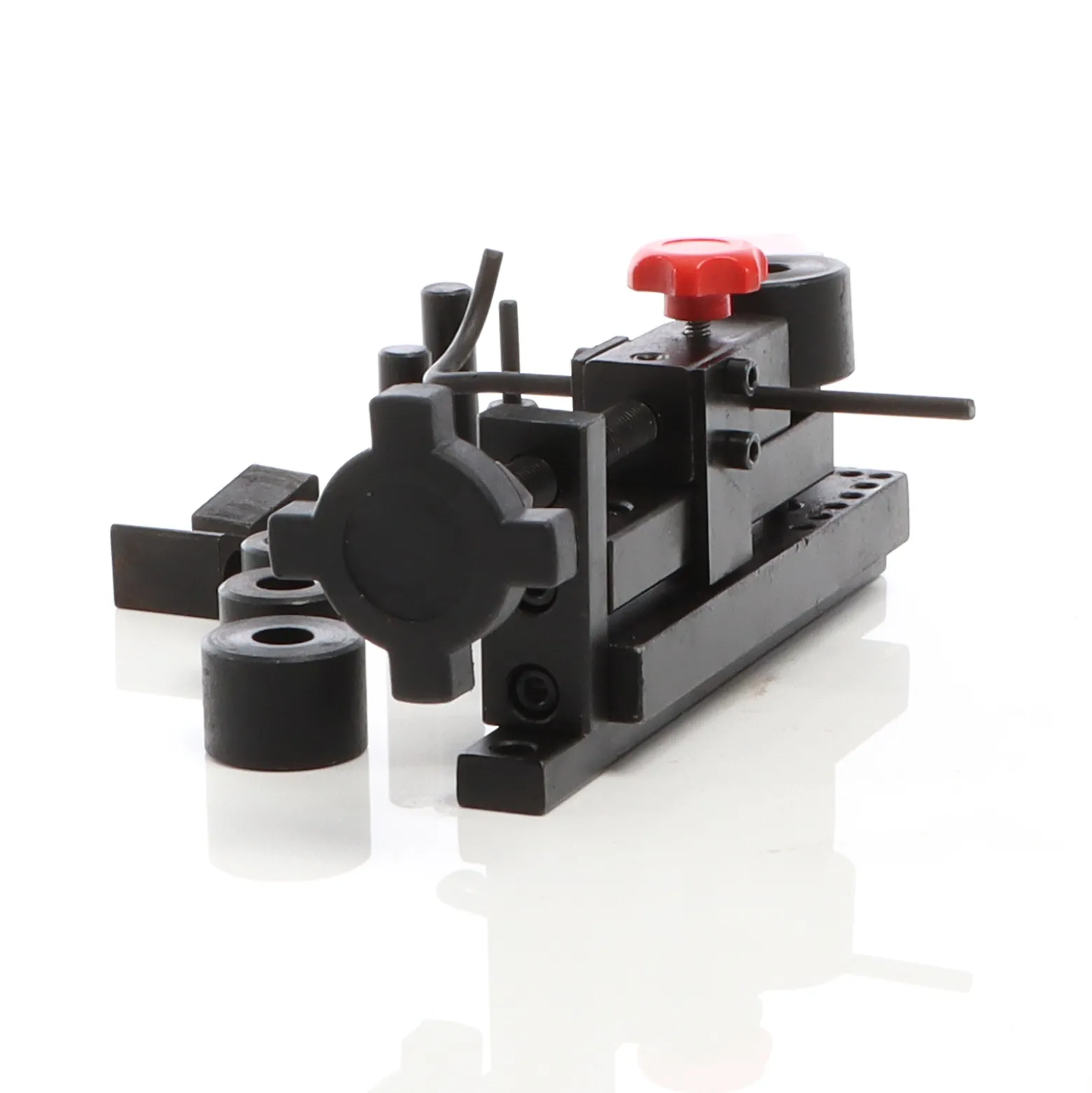 XPOtool Biegegerät universal 225 x 90 x 64 mm, für max. 2 x 30 mm, Biegemaschine für runde und flache Materialien, Formenbieger mit 4 Walzen, 2 Winkelstücken