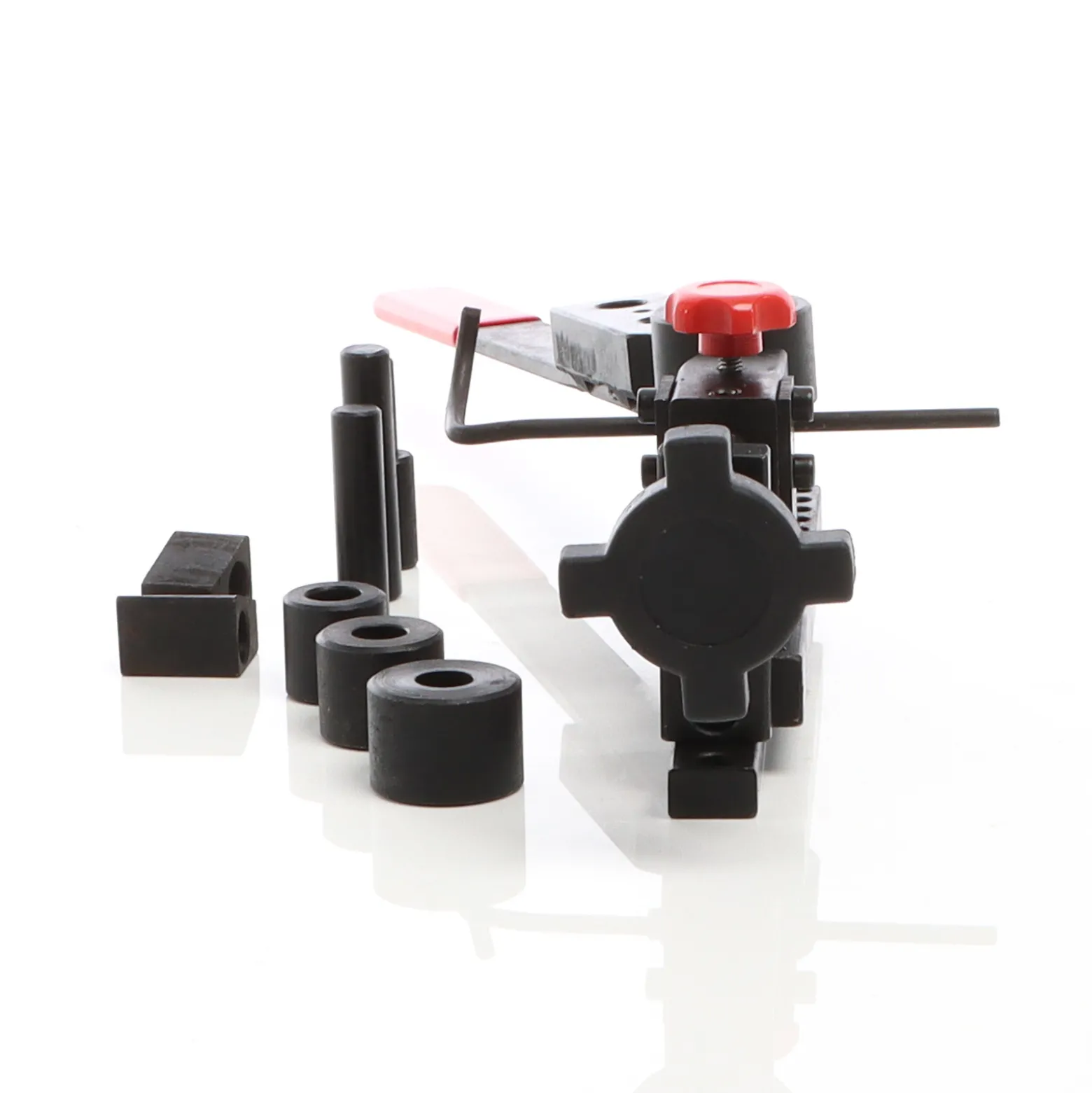 XPOtool Biegegerät universal 225 x 90 x 64 mm, für max. 2 x 30 mm, Biegemaschine für runde und flache Materialien, Formenbieger mit 4 Walzen, 2 Winkelstücken