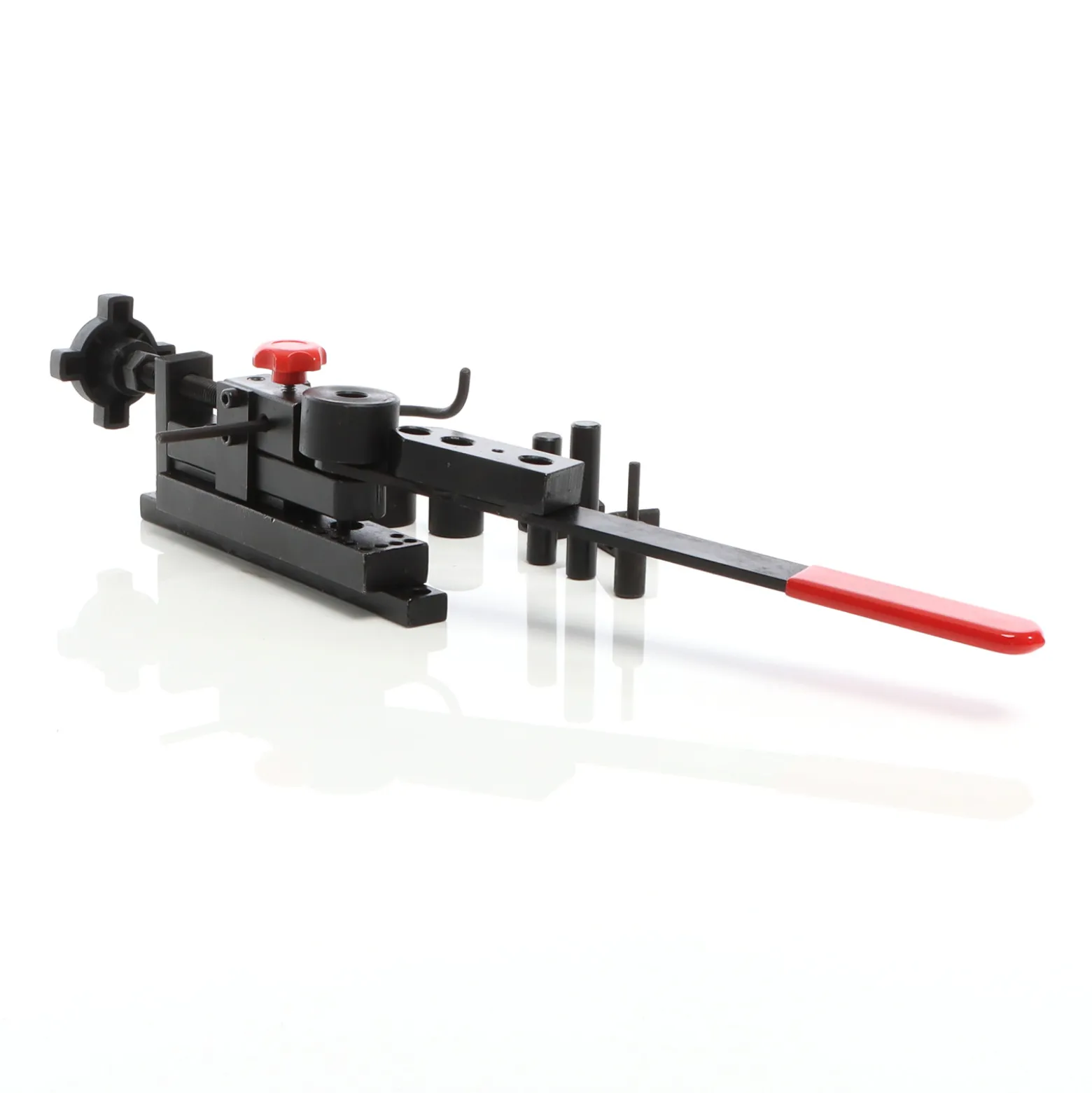 XPOtool Biegegerät universal 225 x 90 x 64 mm, für max. 2 x 30 mm, Biegemaschine für runde und flache Materialien, Formenbieger mit 4 Walzen, 2 Winkelstücken