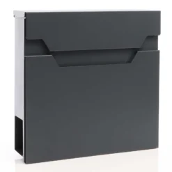 XPOtool Briefkasten V61 Anthrazit 370 x 105 x 370 mm, Wandbriefkasten mit Schloss, Soft Close Klappe und Zeitungsfach, Postkasten aus Stahl pulverbeschichtet