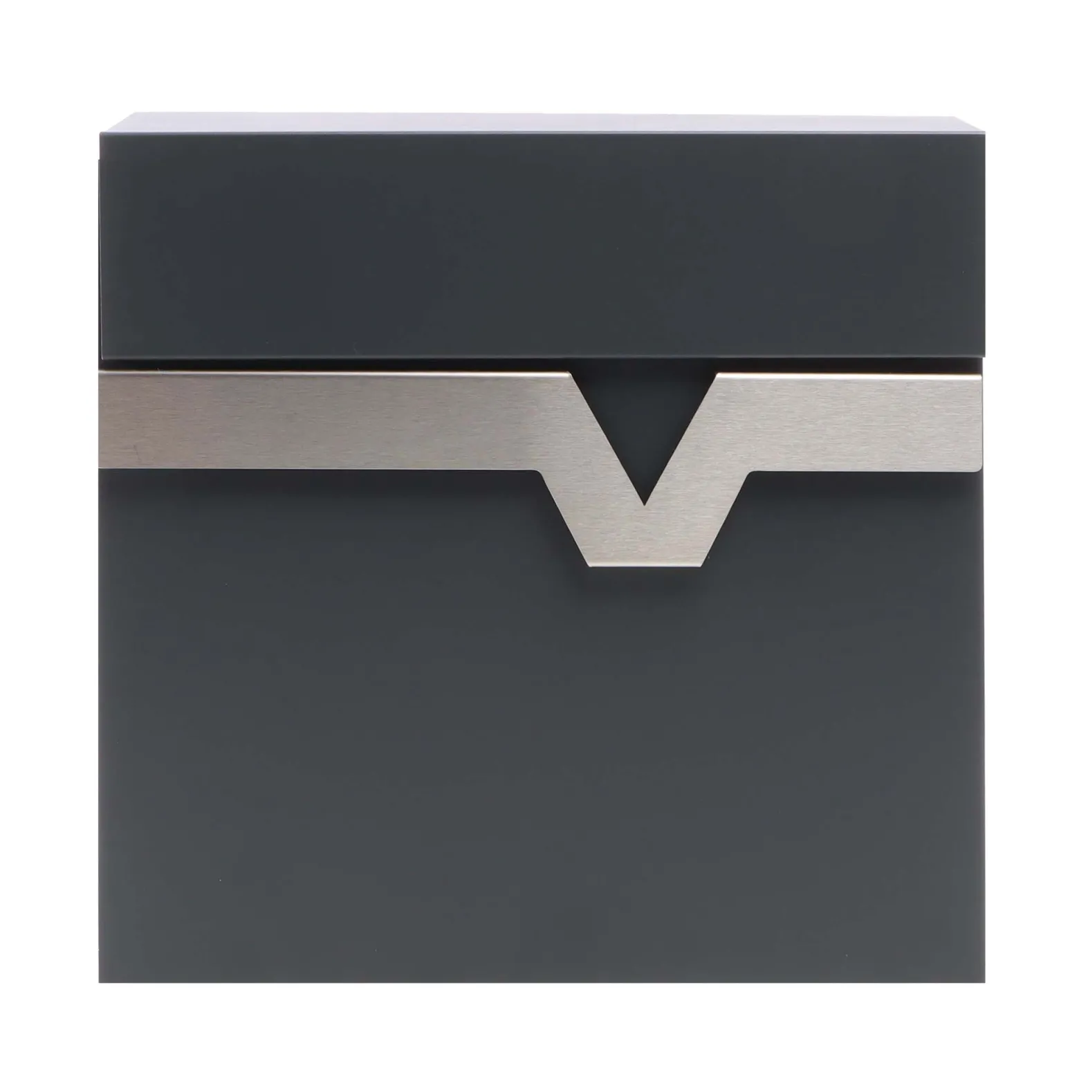 XPOtool Briefkasten V60 Anthrazit und Edelstahl 370 x 105 x 370 mm, Wandbriefkasten mit Schloss, Soft Close Klappe und Zeitungsfach, Postkasten aus Stahl pulverbeschichtet