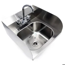 XPOtool Edelstahl Gastro Waschbecken mit quadratischem Innenbecken, 3-seitigem Spritzschutz zur Wandmontage für Gastronomie Küche Werkstatt