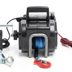 XPOtool Elektrische Seilwinde 12V 450W bis 2267kg, 1,38m/min, Motorwinde mit Seilzug, Elektroseilwinde mit Haken und Montageplatte