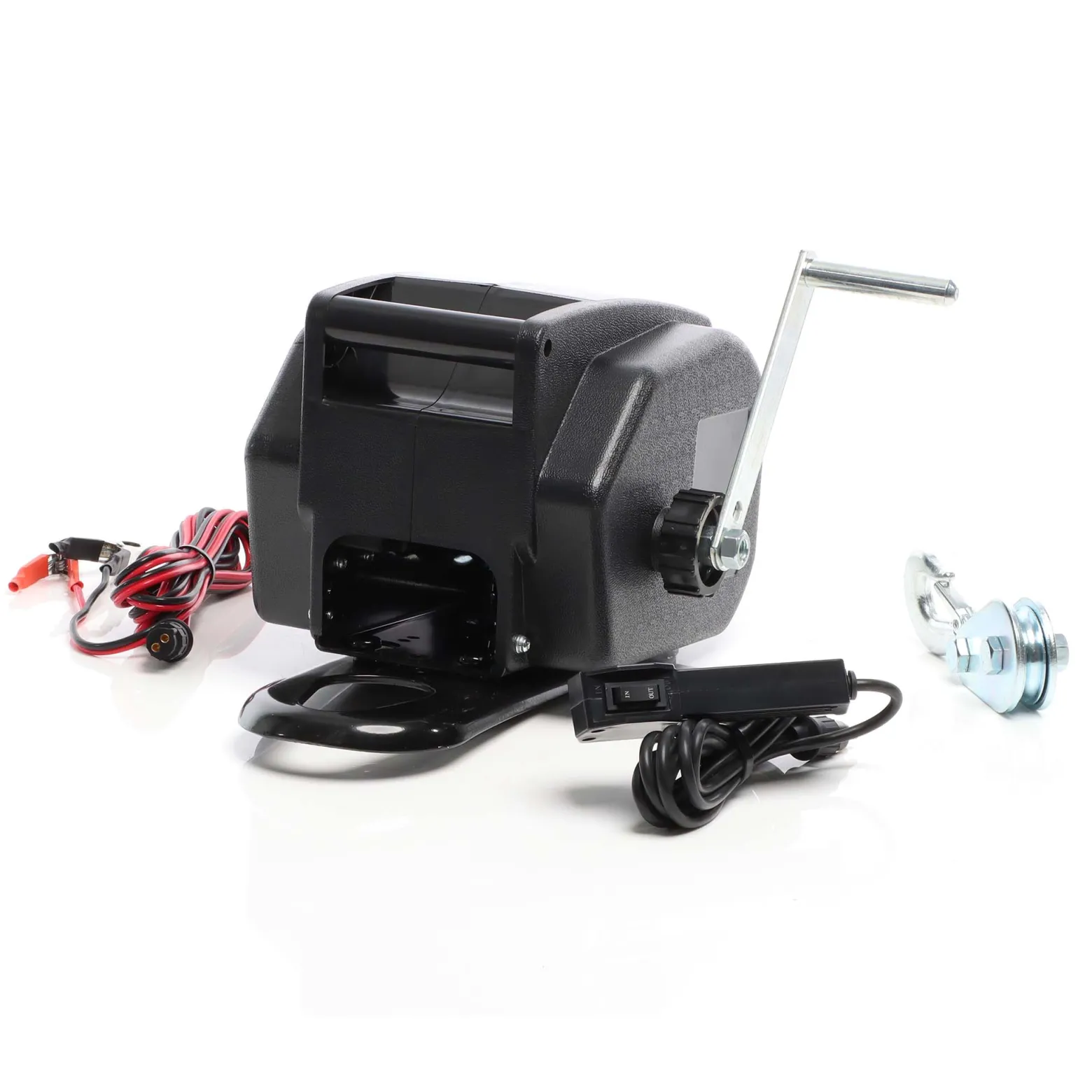 XPOtool Elektrische Seilwinde 12V 350W bis 1570kg, 1,8m/min, Motorwinde mit Seilzug, Elektroseilwinde mit Haken und Montageplatte