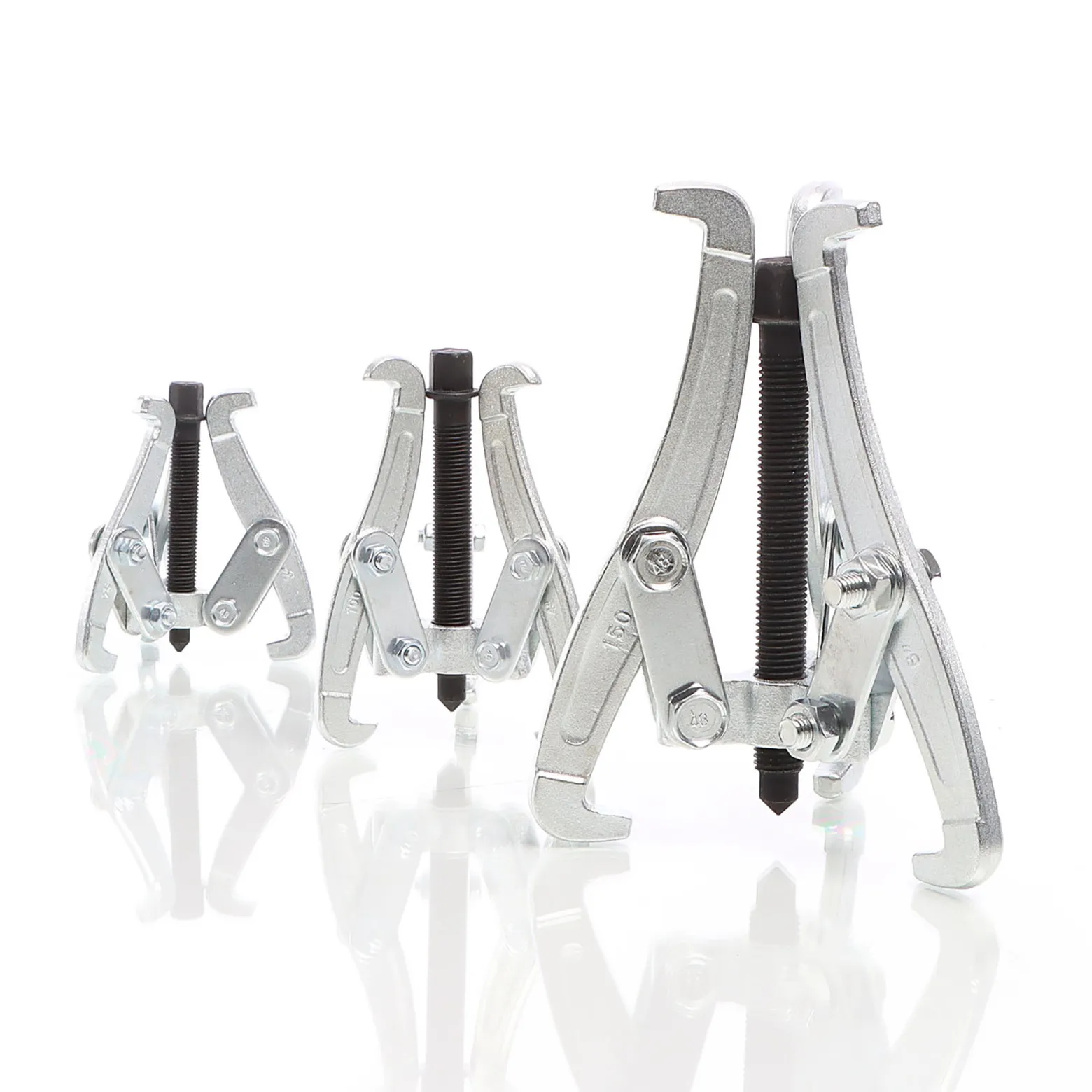 XPOtool Federspanner Satz 7-tlg. 370 mm aus Stahl, mit Klauen- & Kugelgelenkabzieher Montagespanner Audrücker, für Pkw Tuning Tieferlegung, Spannwerkzeug