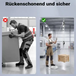 XPOtool Flaschenzug bis 180 kg mit 20 m Nylonseil, Seilzug mit Umlenkrolle und Sicherungsringe, Handseilwinde bis 3 m Hubhöhe, Handseilzug 6:1