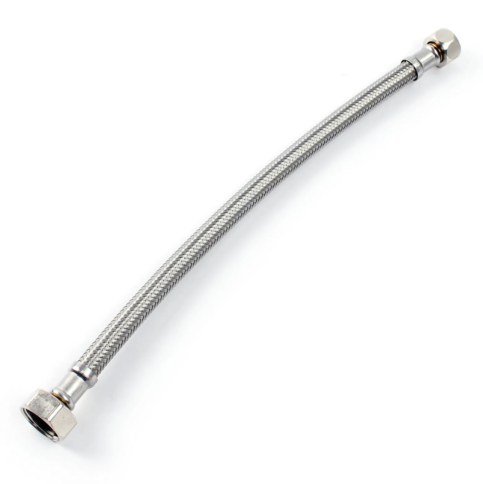 XPOtool Flexschlauch 500 mm Länge, Innendurchmesser DN8, 1/2" Überwurfmutter (18,64 mm), 3/8" Überwurfmutter (14,95 mm), Panzerschlauch Edelstahl EPDM