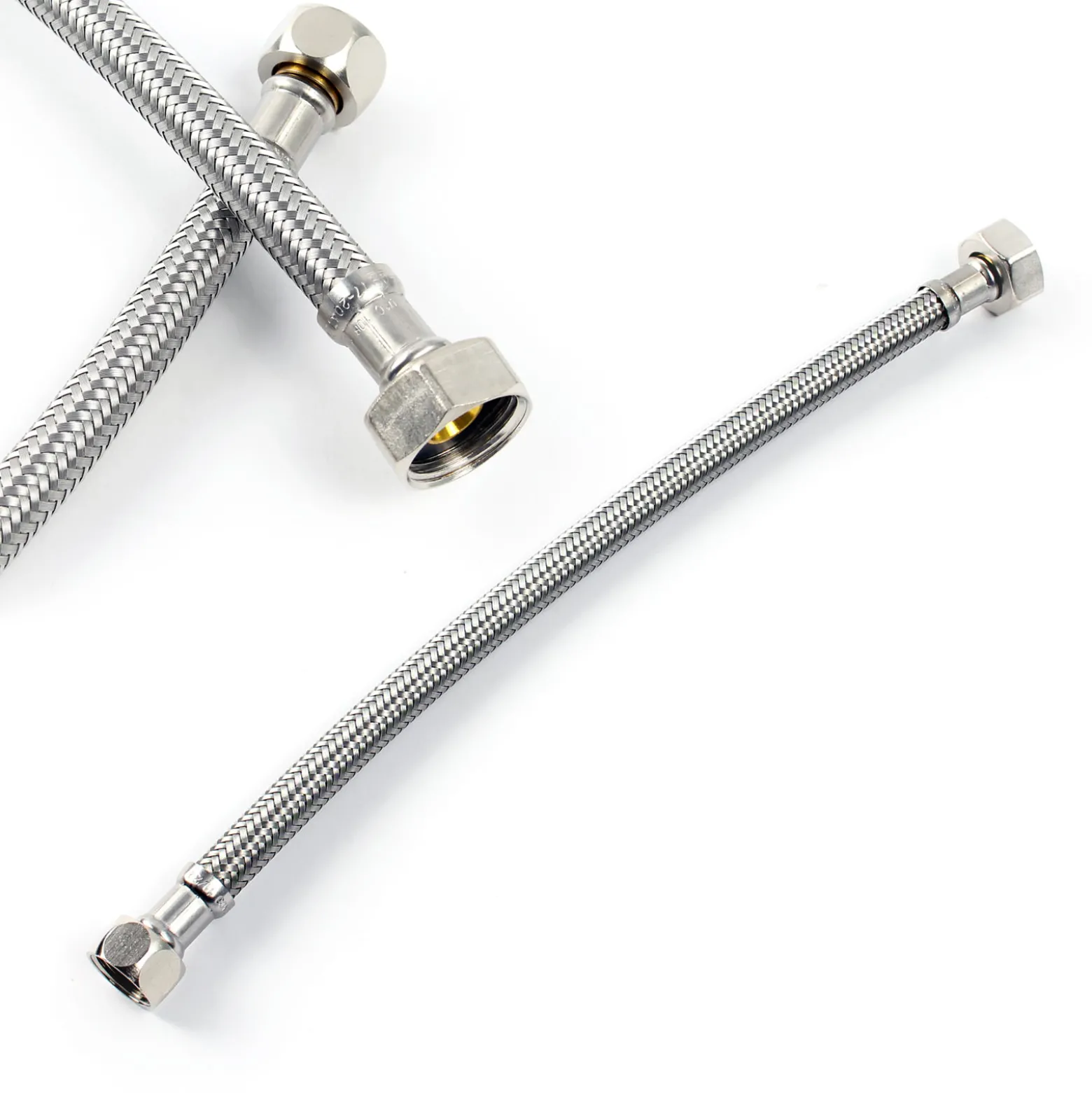 XPOtool Flexschlauch 500 mm Länge, Innendurchmesser DN8, 1/2" Überwurfmutter (18,64 mm), 3/8" Überwurfmutter (14,95 mm), Panzerschlauch Edelstahl EPDM