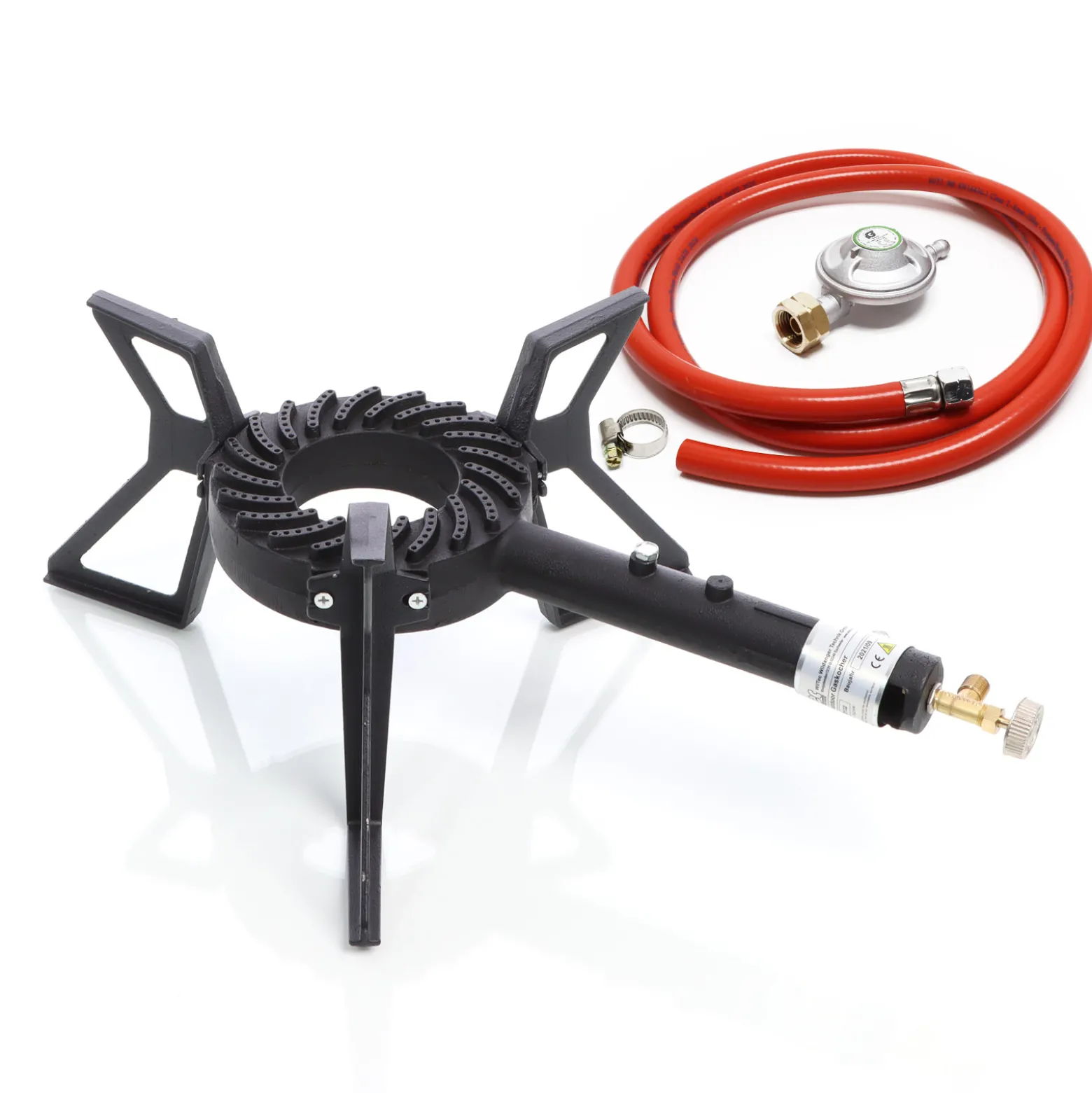 XPOtool Gaskocher Set max. 8 kW mit Gasdruckregler 28 mbar IT und Gasschlauch 1,5 m für Outdoor und Camping Gas Campingkocher