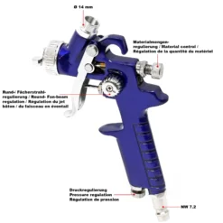 XPOtool HVLP Lackierpistole HVLP-2000, 0,5 mm Düse, 100 ml Becher, verstellbare Strahlbreite, Spritzpistole Sprühpistole Airbrushpistole
