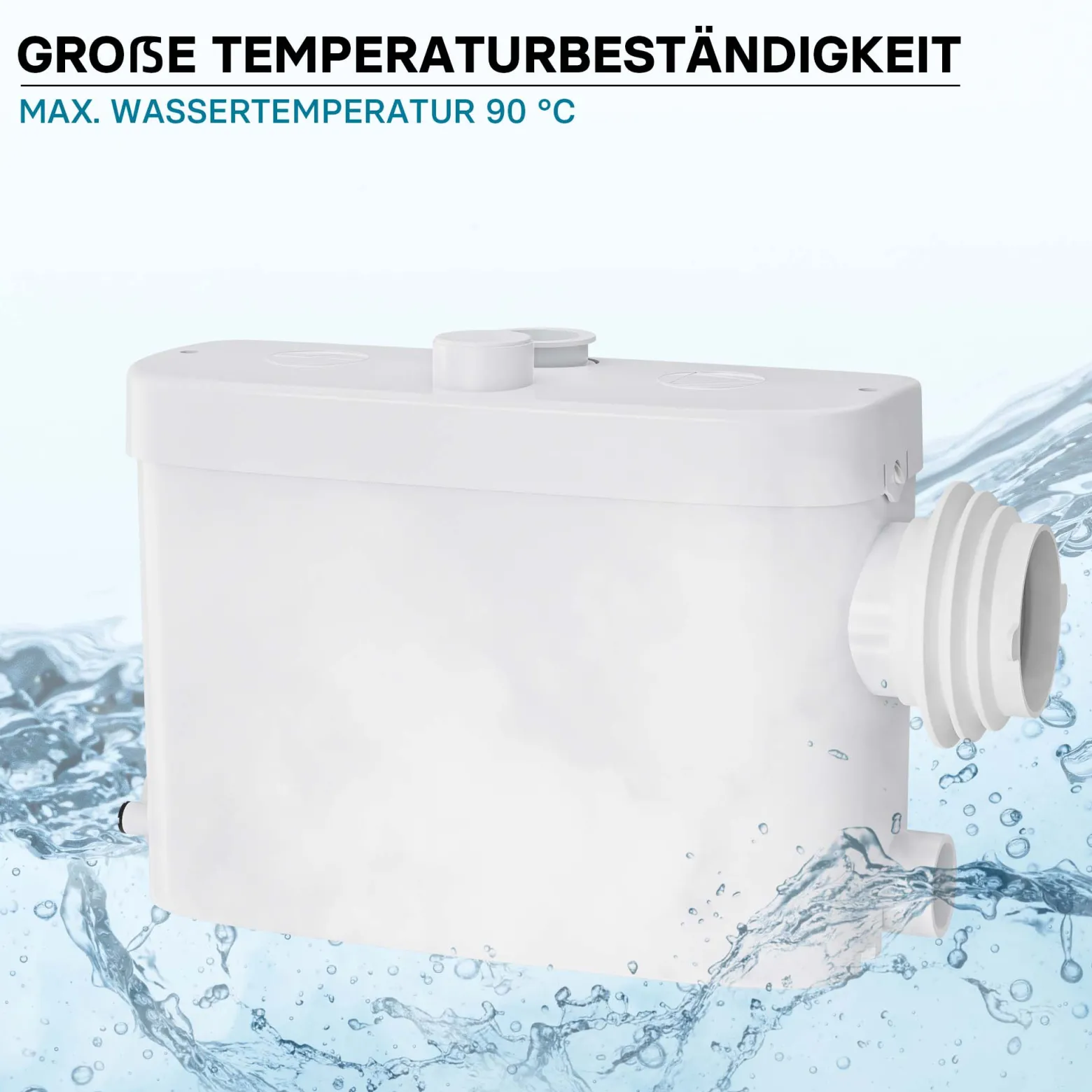 XPOtool 3/1 Kleinhebeanlage mit seitlichem Anschluss, Hebeanlage 450 W mit Häcksler, Abwasserhebeanlage bis 7,5 m, Fäkalienhebeanlage für WC und Dusche