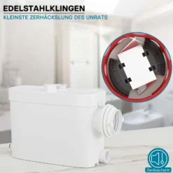 XPOtool 3/1 Kleinhebeanlage mit seitlichem Anschluss, Hebeanlage 450 W mit Häcksler, Abwasserhebeanlage bis 7,5 m, Fäkalienhebeanlage für WC und Dusche